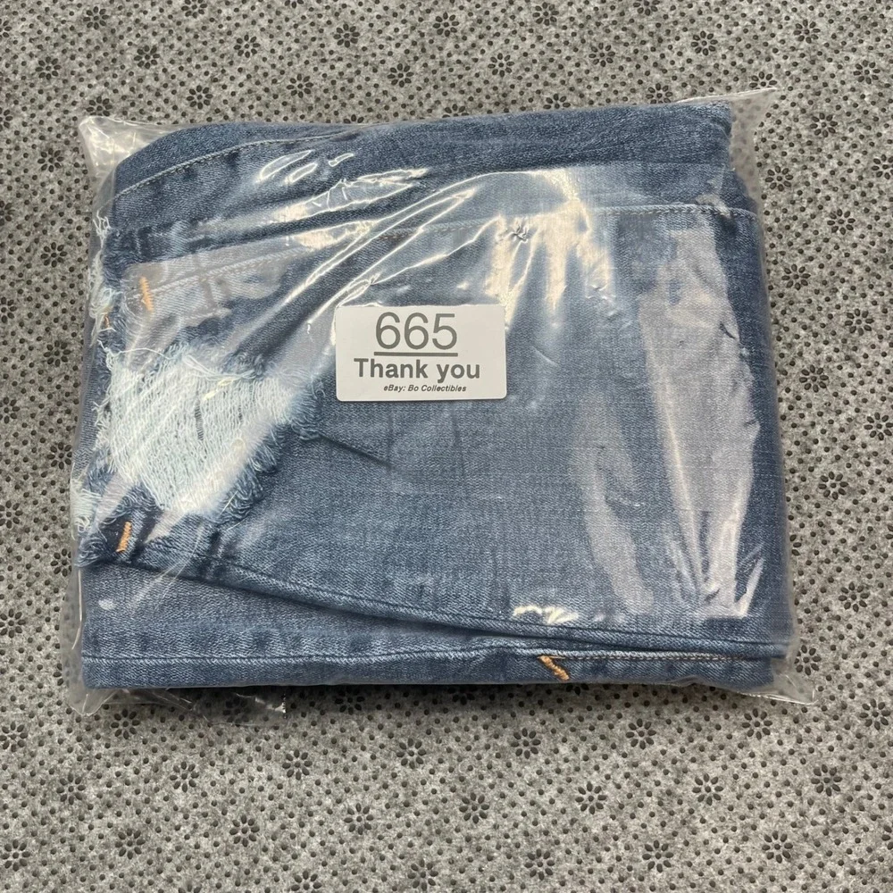 Good American Good Waist Distressed Chewed Hem Skinny Jeans Blue 6/28 GWRH103T
